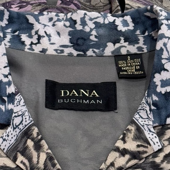 Vintage Dana Buchman Floral Long Sleeve 100% Silk Long Sleeve Blouse Size 2 - Picture 9 of 13